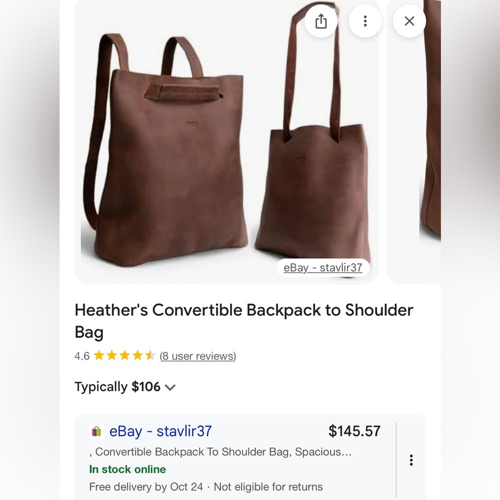 NEW full grain leather convertible security backpack tote NEW